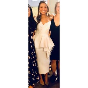 ASOS TALL organza fold peplum midi dress in white